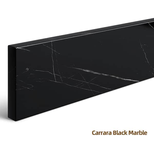 37 in. W Marble Vanity Backsplash for Countertop Threshold for Shower Curb Window Sill Door Transitions in Black