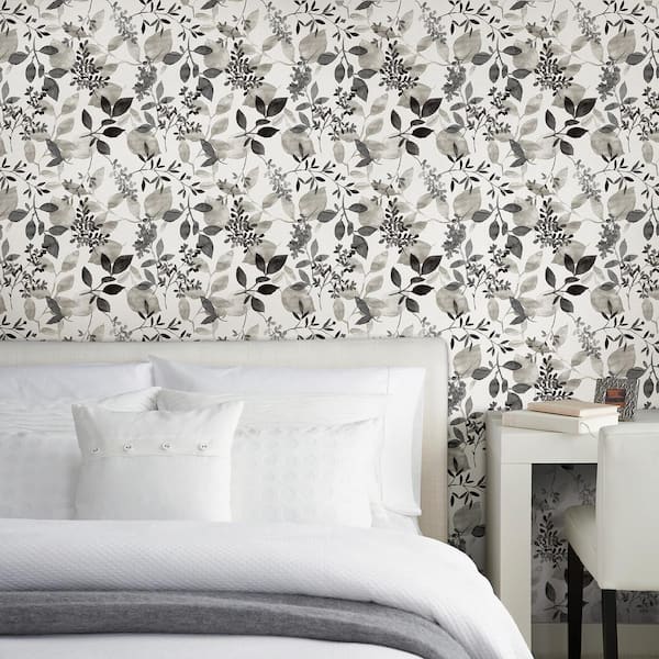 Gossamer Black Botanical Black Wallpaper Sample