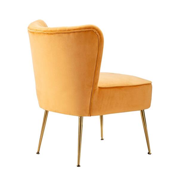 WESTINFURNITURE Trinity 22 in. Mustard Velvet Channel Tufted WESTINFURNITURE Trinity 22 in. Mustard Velvet Channel Tufted