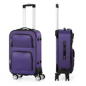 1-Carry on Luggage Bag, 20 in. Softside Suitcase Spinner Luggage with Lock, Purple
