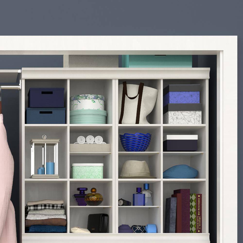 White Stackable Modular Wood Closet Organizer with 12 Shelves