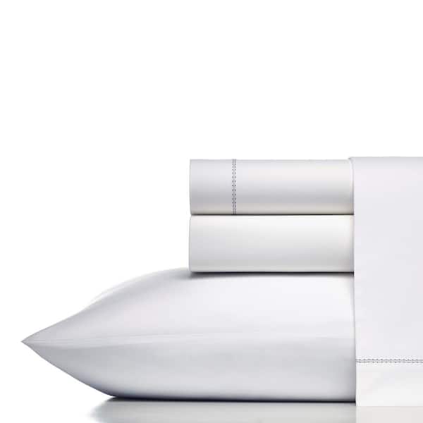VERA WANG Solid 400 Thread Count 4-Piece Gray Cotton King Sheet Set