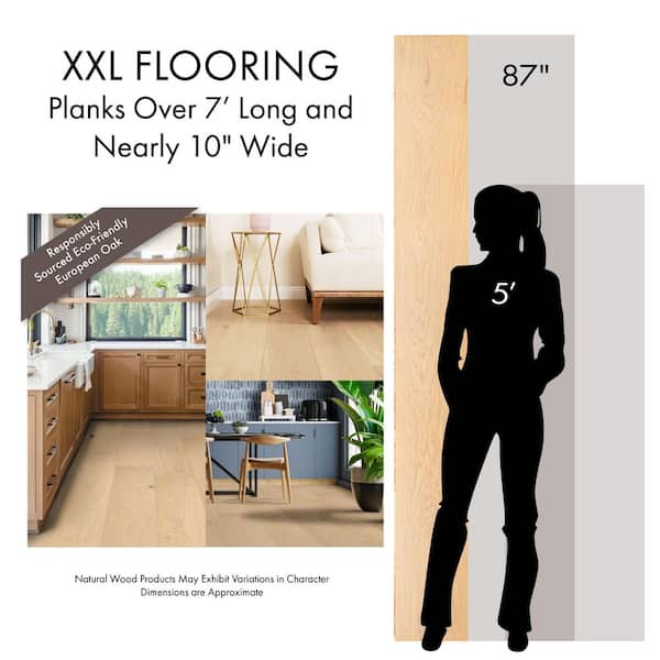 XXL Lyon Valley White Oak 5/8 in. T x 9.45 in. W Tongue and Groove Engineered Hardwood Flooring (34.10 sq.ft./case)