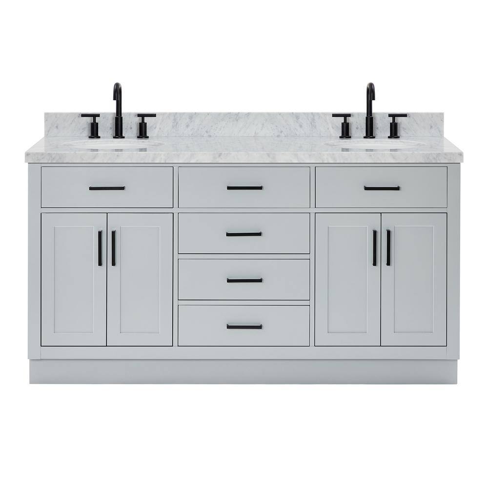 Hepburn 67" Gray Double Freestanding Vanity with Marble Top
