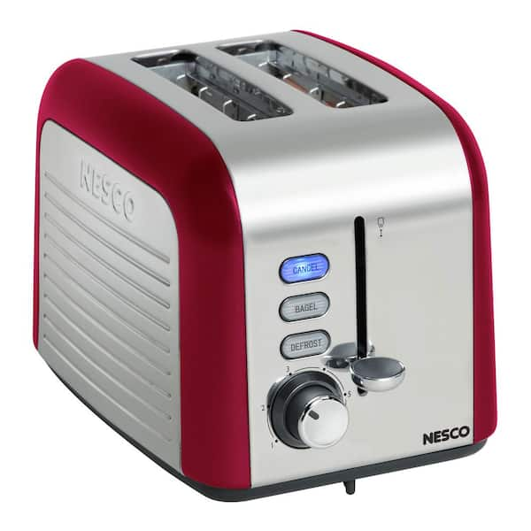 Nesco 2-Slice Red Wide Slot Toaster with Crumb Tray