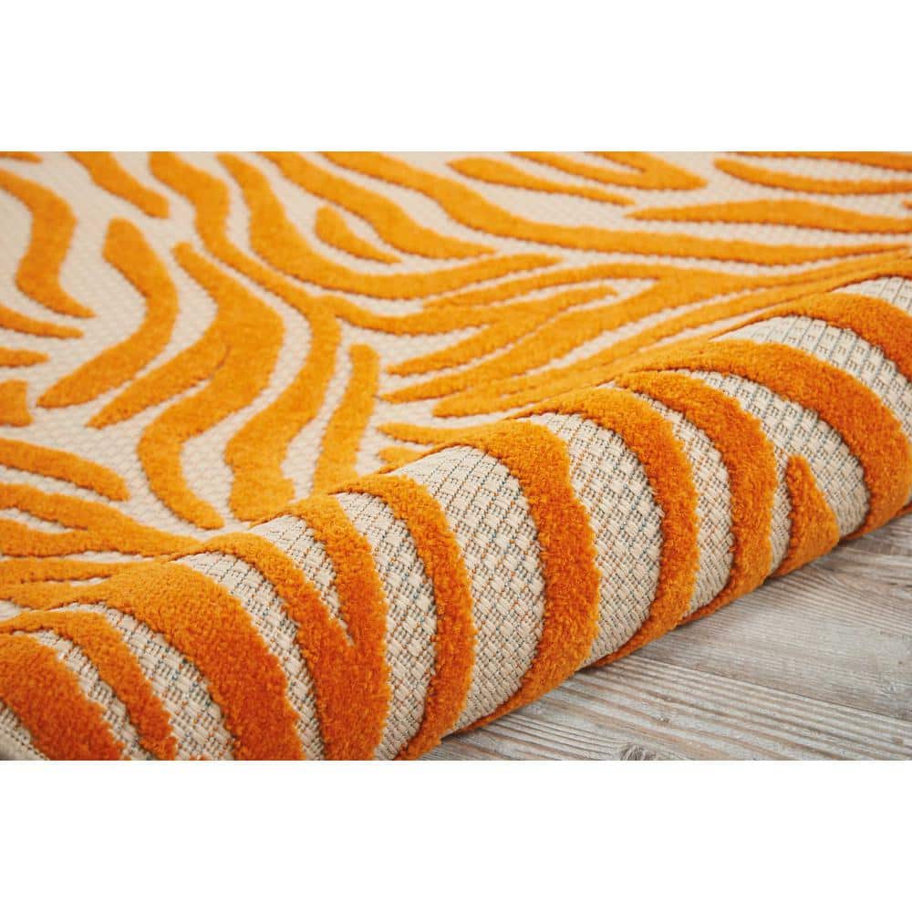 Sunlit Zebra Orange 5' x 7' Reversible Outdoor Area Rug