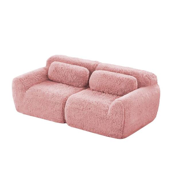 Homy Casa 80.4 in. Armless 2-Seat Plush Microfiber Modular