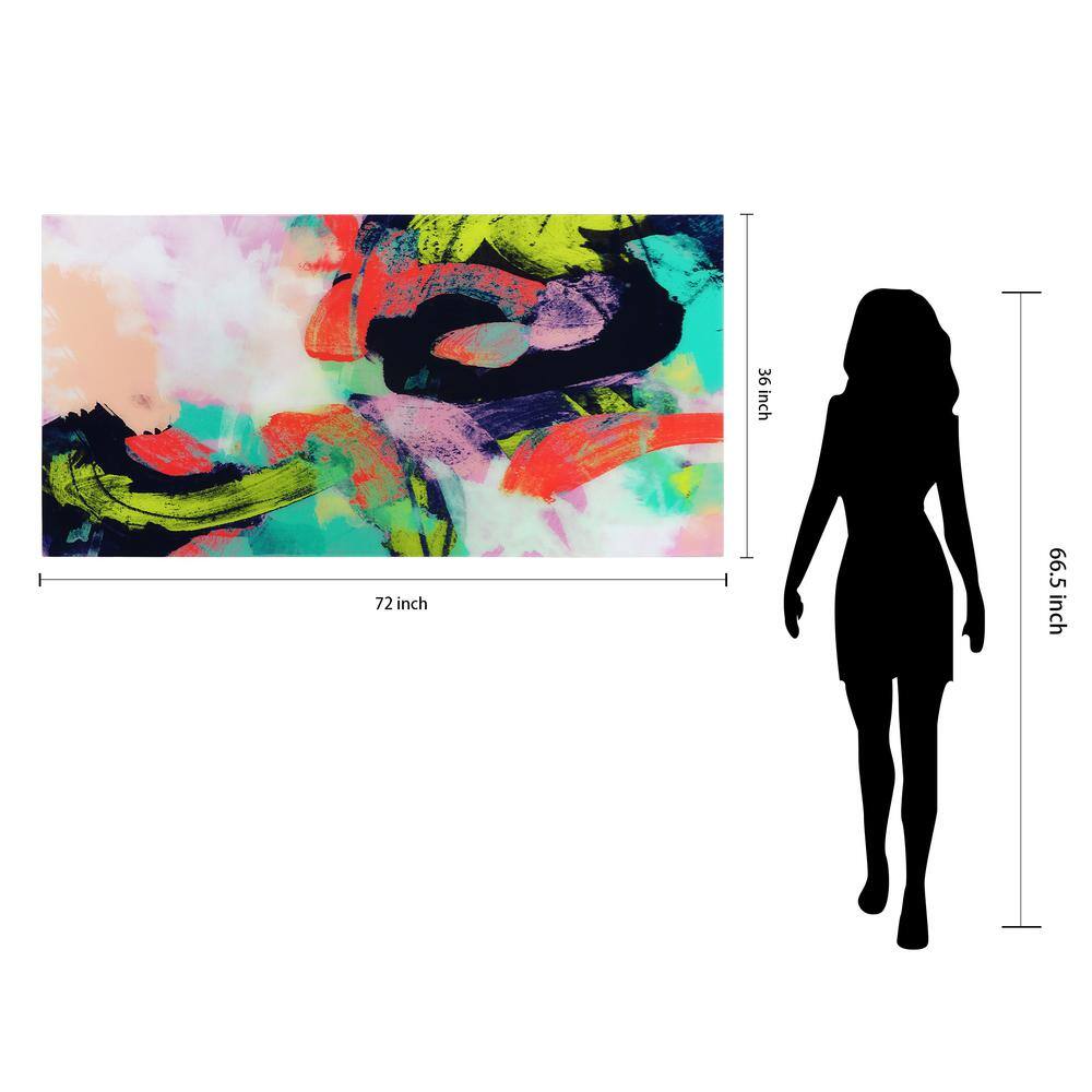 Colorful Abstract Tempered Glass Wall Art, 72" x 36"