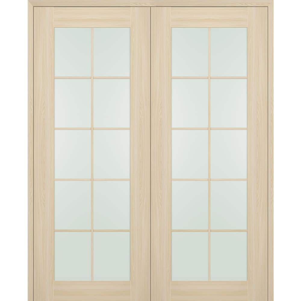 Vona 56 in. x 84 in. 10-Lite Both Active Frosted Glass Loire Ash Wood Composite Double Prehung French Door price history on PriceWatchPro