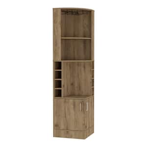 18.5 in. W x 18.5 in. D x 71 in. H Brown MDF Freestanding Linen Cabinet with Wine Cubbies