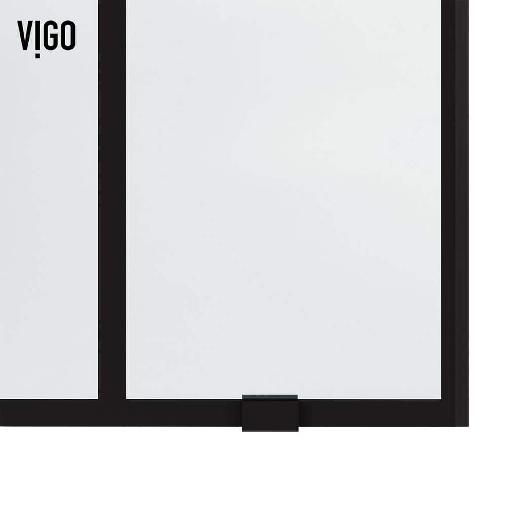 Elan 68-72" Matte Black Frameless Sliding Shower Door with Clear Grid Glass