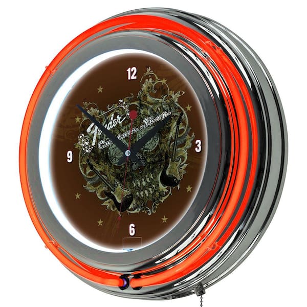 Trademark 14 in. Fender Sea of Sorrow Double Ring Neon Wall Clock