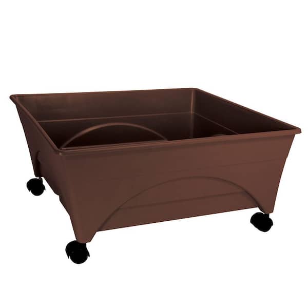 CITY PICKERS 24.5 in. x 20.5 in. Patio Raised Garden Bed Kit with Watering System and Casters in Earth Brown