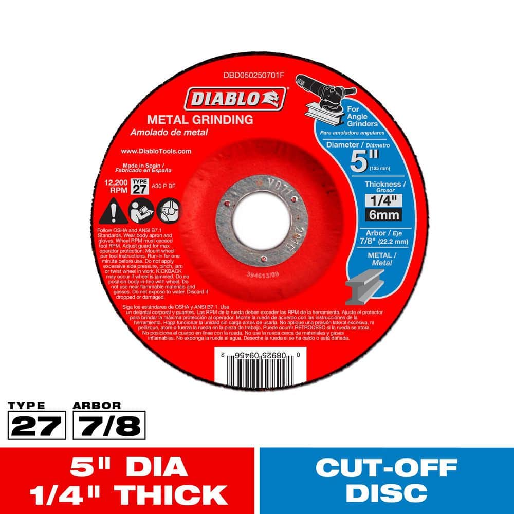 速くおよび自由な x in. 5 DIABLO 1/4 with Disc Grinding Metal in. 7/8 x in. シャンプー