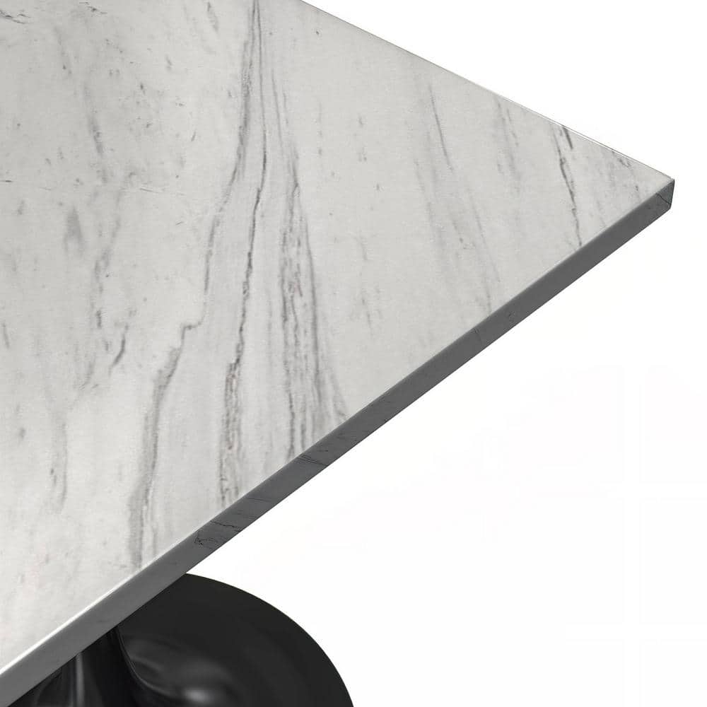 Verve 27" Square Dining Table with Black Base and Marbleized Top