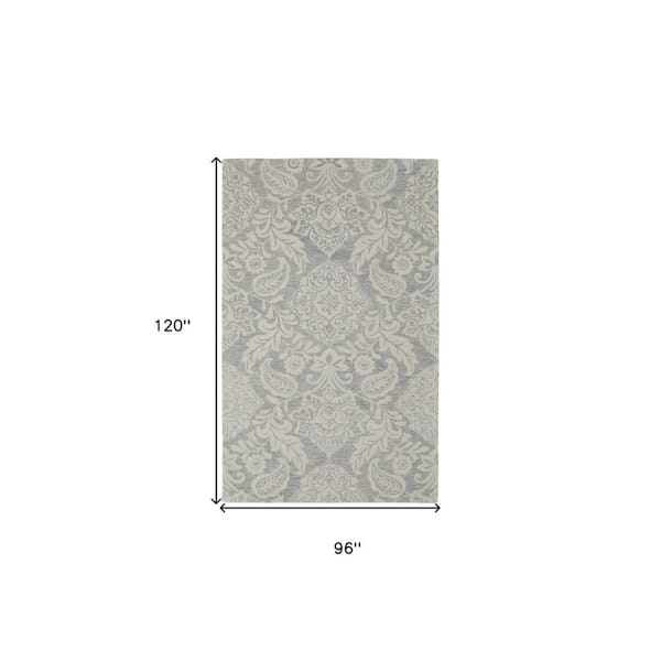 8 ft. x 10 ft. Blue and Ivory Paisley Area Rug