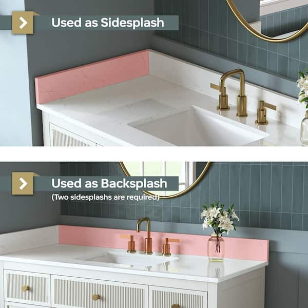 DELUXE DL LIVING 21.25 in. W Bianco Bella Quartz Vanity Sidesplash