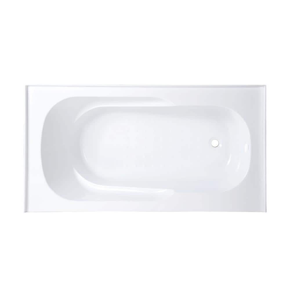 Ivy 60" x 30" White Acrylic Alcove Bathtub with Apron