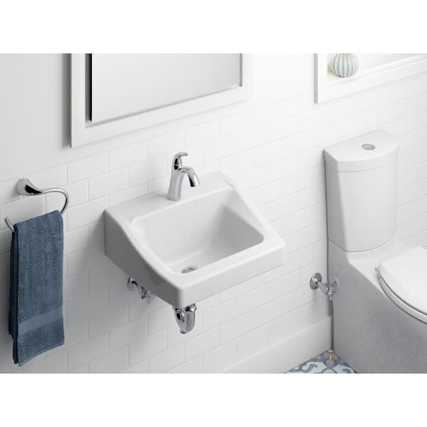 KOHLER Chesapeake Wall-Mount Vitreous China Bathroom Sink in White with Overflow Drain