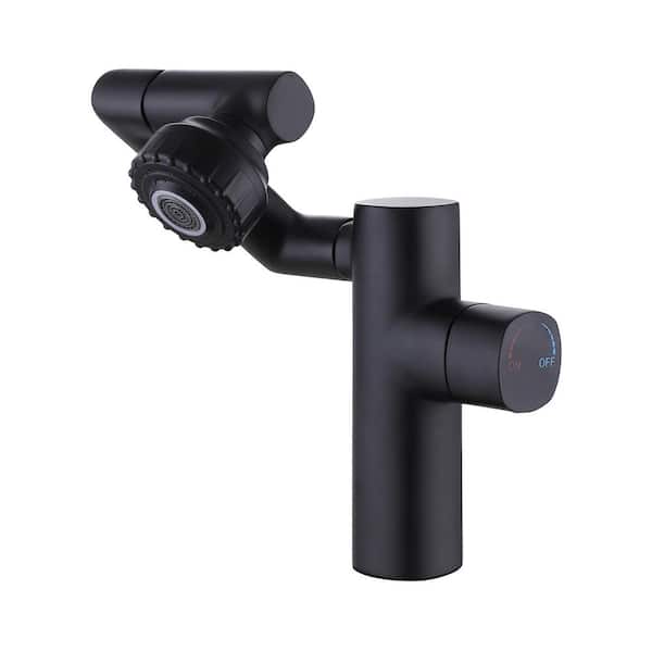 Unbranded Single Handle Single Hole 360-Degree Rotary Bathroom Faucet in Matte Black