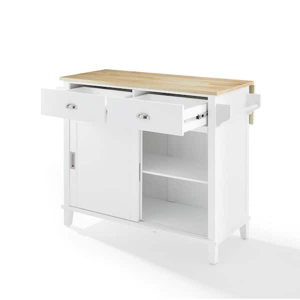 Crosley Cora Drop Leaf Kitchen Island White & Natural