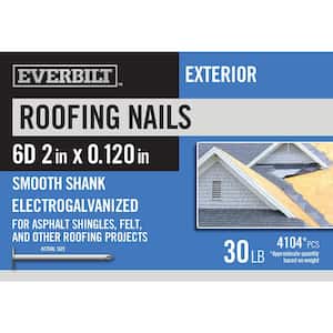 6D 2 in. Roofing Nails Electro-Galvanized 30 lbs (Approximately 4104 Pieces)