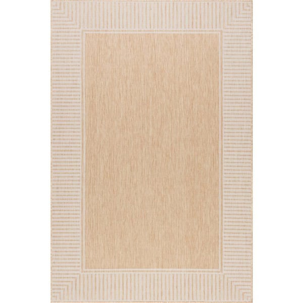 Asha Simple Striped Tan 10 ft. x 14 ft. Outdoor Area Rug