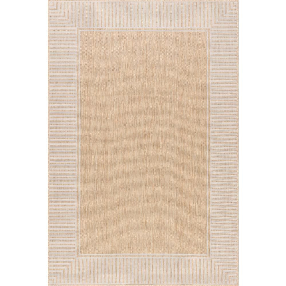 Striped Border Rug nuLOOM Striped Border Flatweave Tan 8 ft. x 10 ft. Outdoor Area Rug ...