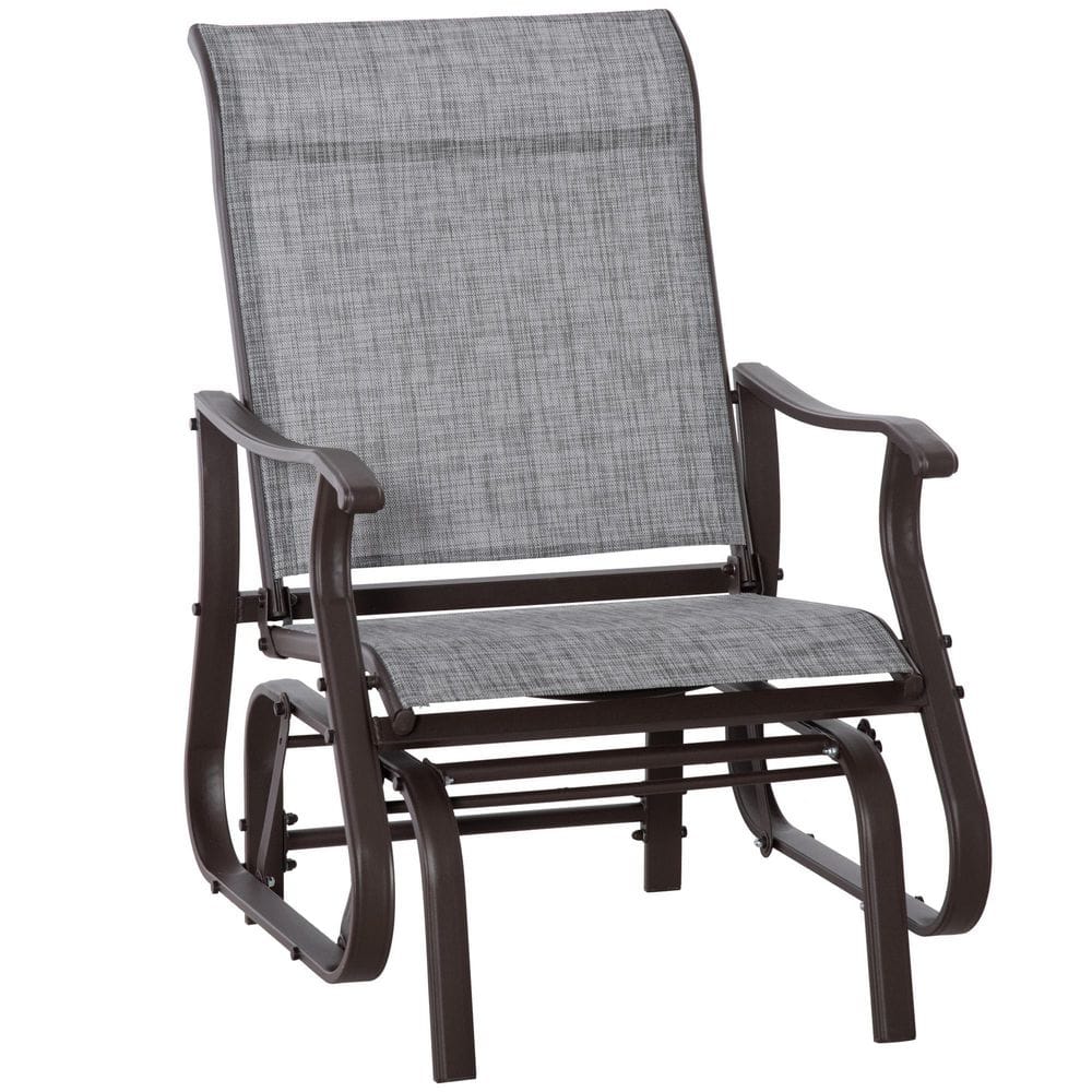 Gray Powder-Coated Steel Frame Glider Chair with Breathable Mesh Fabric Outdoor Lounge Chair in Gray price history on PriceWatchPro