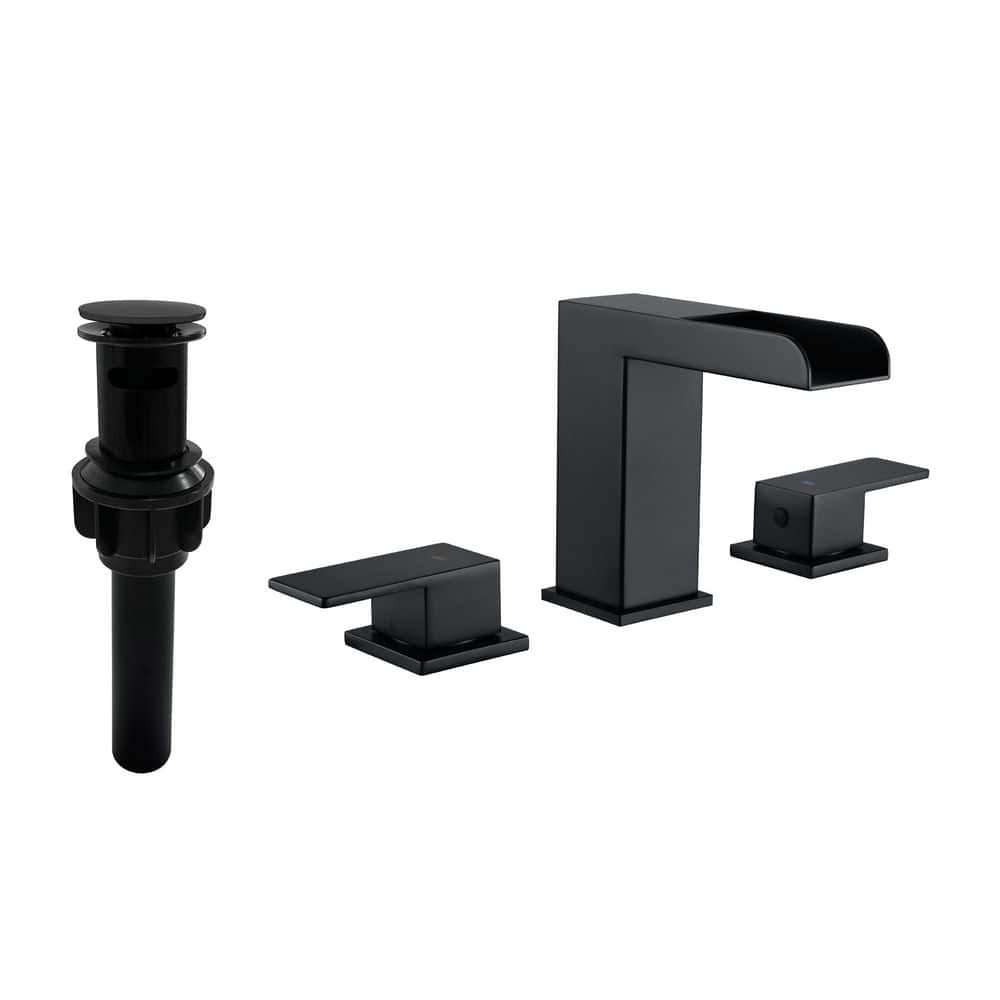 8 in. Widespread Double Handle Bathroom Sink Faucet in Matte Black, Pop-up Drain Included price history on PriceWatchPro