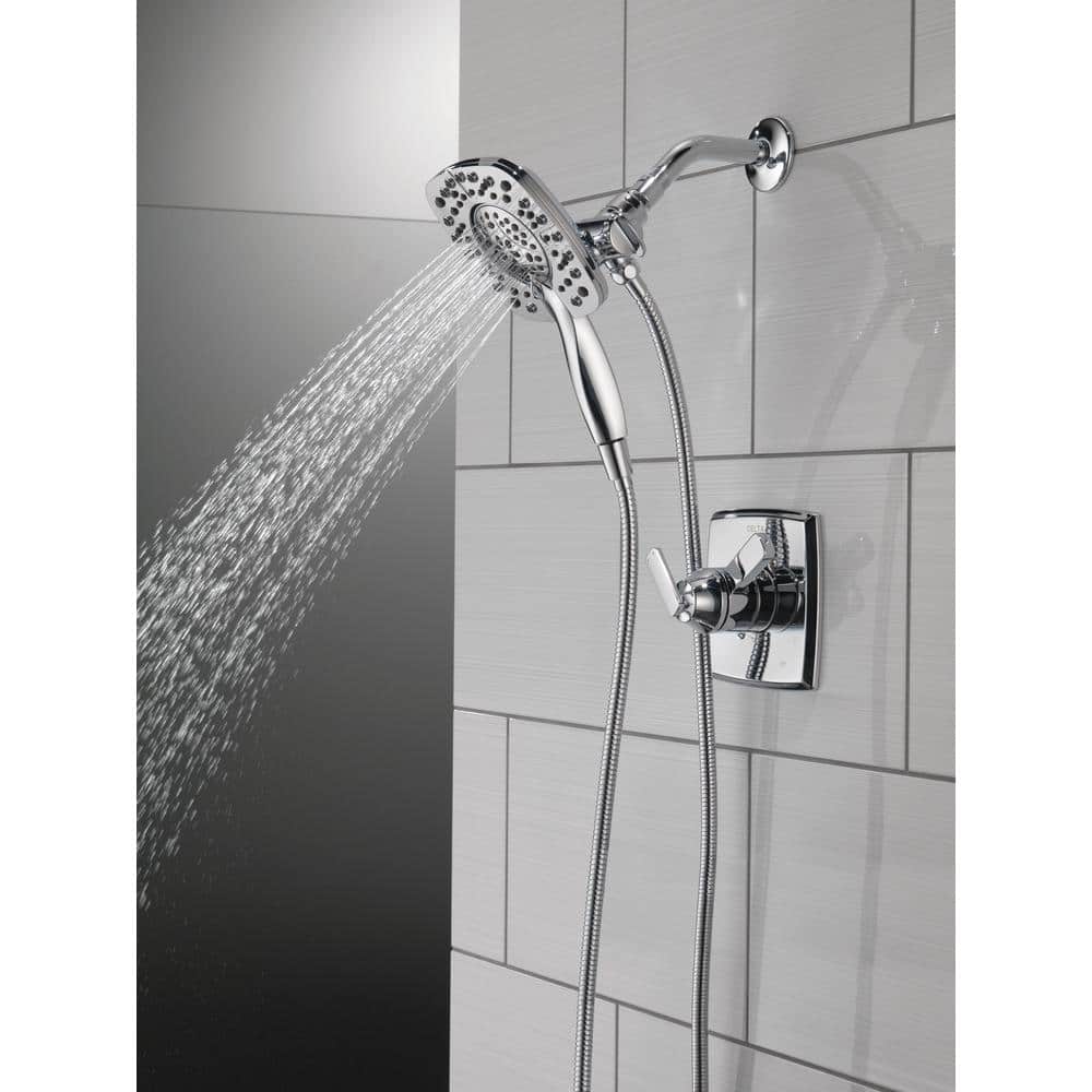 Chrome Dual Shower Head with Handheld Spray and Pulse
