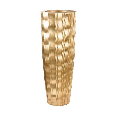 Wave 47 in. Fiberglass Decorative Vase in Gold