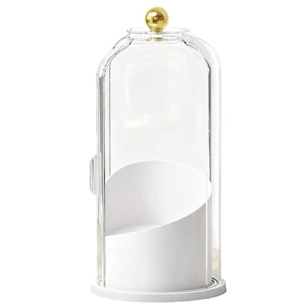Freestanding Covered Toothbrush Holder with 180° Dustproof Sliding Lid and 360° Smooth Rotating Base in White