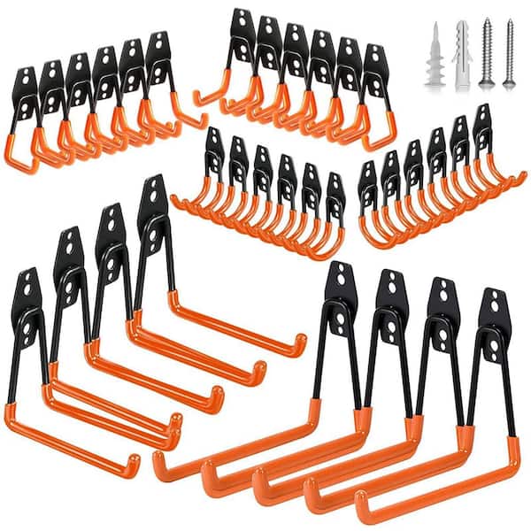 32 Pack Garage Hooks 32in. Steel Heavy Duty Wall Mount Garage Hanger with Non-Slip Coating for Bikes, Garden Tools