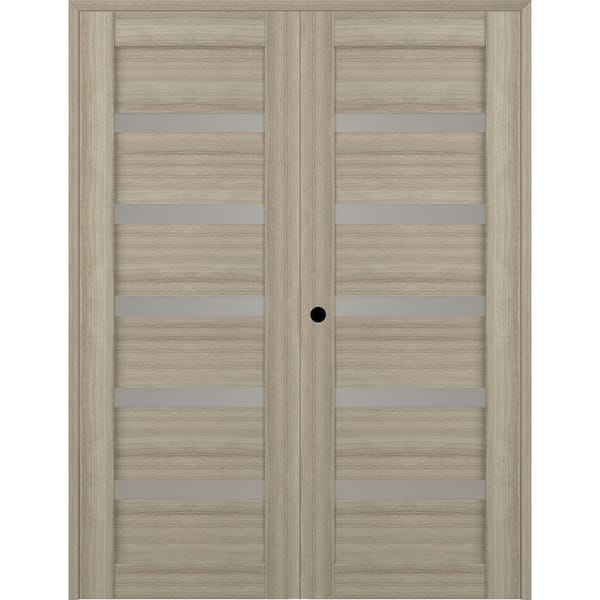 Belldinni Leora 56"x 83.25" Right Hand Active 6-Lite Frosted Glass Shambor Finished Wood Composite Double Prehung French Door
