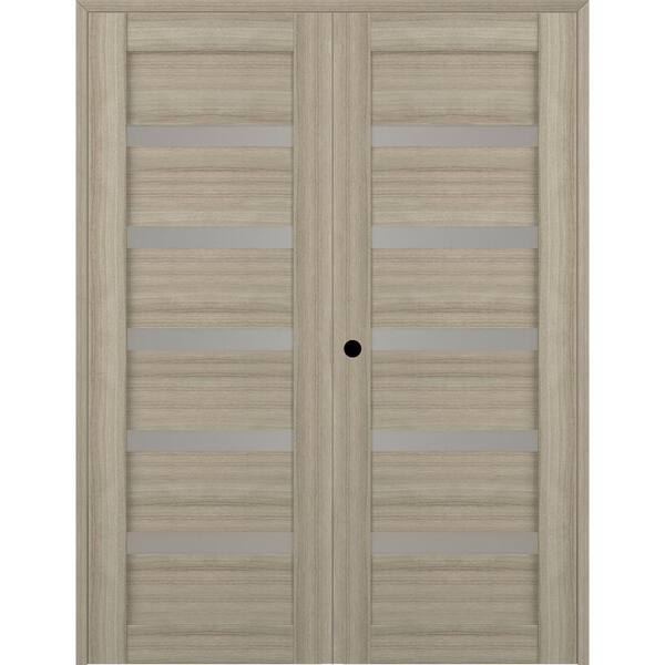 Belldinni Leora 56"x 95.25" Right Hand Active 7-Lite Frosted Glass Shambor Finished Wood Composite Double Prehung French Door