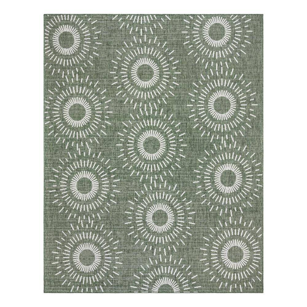 Tiaret Green and Beige Flatweave Indoor/Outdoor Area Rug 5' x 7'