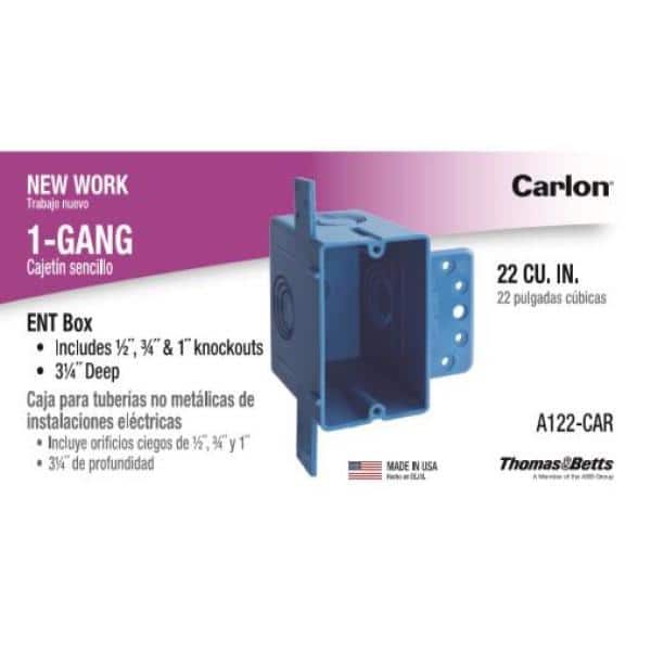 1-Gang 22 cu. in. PVC New Work ENT Electrical Box (A122-CAR)
