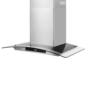 30 in. 400 CFM Ducted Kitchen Glass Wall Mount Range Hood with Light in Stainless Steel