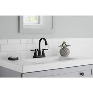 Melina 4 in. Centerset Double Handle High-Arc Bathroom Faucet in Matte Black