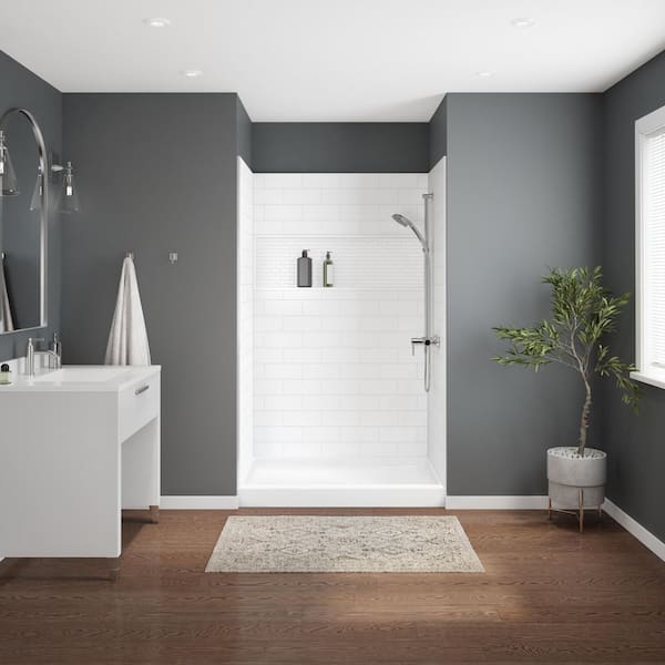 Swan Veritek 32 in. x 48 in. Single Threshold Center Drain Shower Pan in White