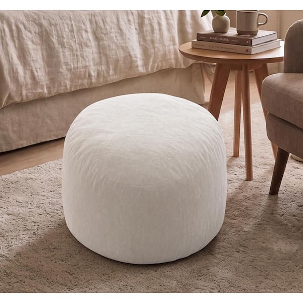 NOVA White Flannel 3 ft. Bean Bag with Removable Washable Cover