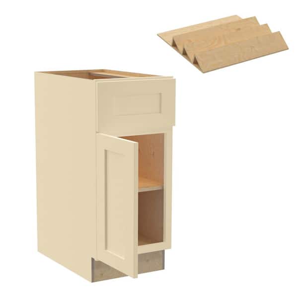 Home Decorators Collection Newport 15 in. W x 24 in. D x 34.5 in. H Assembled Plywood Base Kitchen Cabinet in Blended Cream with Spice Soft Cls LH