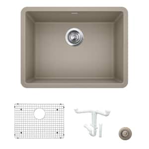 Precis 23.44 in. Undermount Single Bowl Truffle Granite Composite Kitchen Sink Kit with Accessories