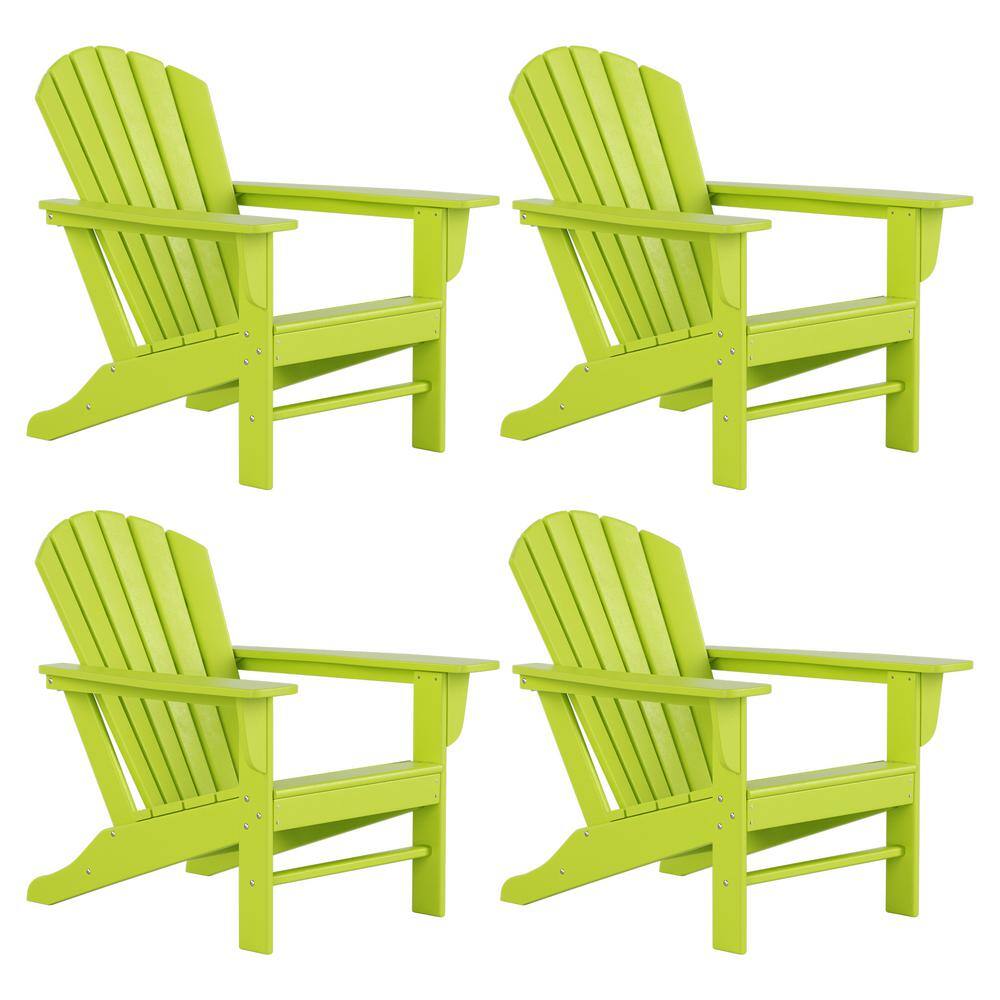 Lime Recycled Plastic Outdoor Adirondack Chair Set of 4