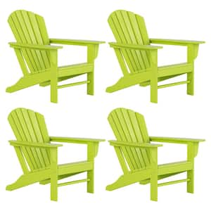 Mason Lime Poly Plastic Outdoor Patio Classic Adirondack Chair, Fire Pit Chair (Set of 4)