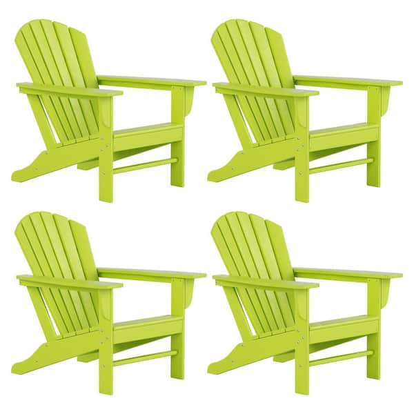 Mason Lime Poly Plastic Outdoor Patio Classic Adirondack Chair, Fire Pit Chair (Set of 4)