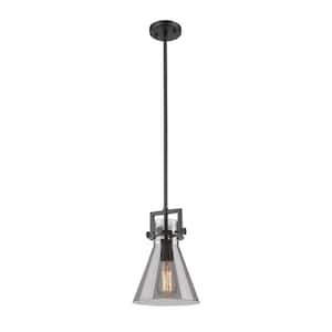 Newton Cone 100-Watt 1 Light Matte Black Shaded Pendant Light with Tinted glass Tinted Glass Shade