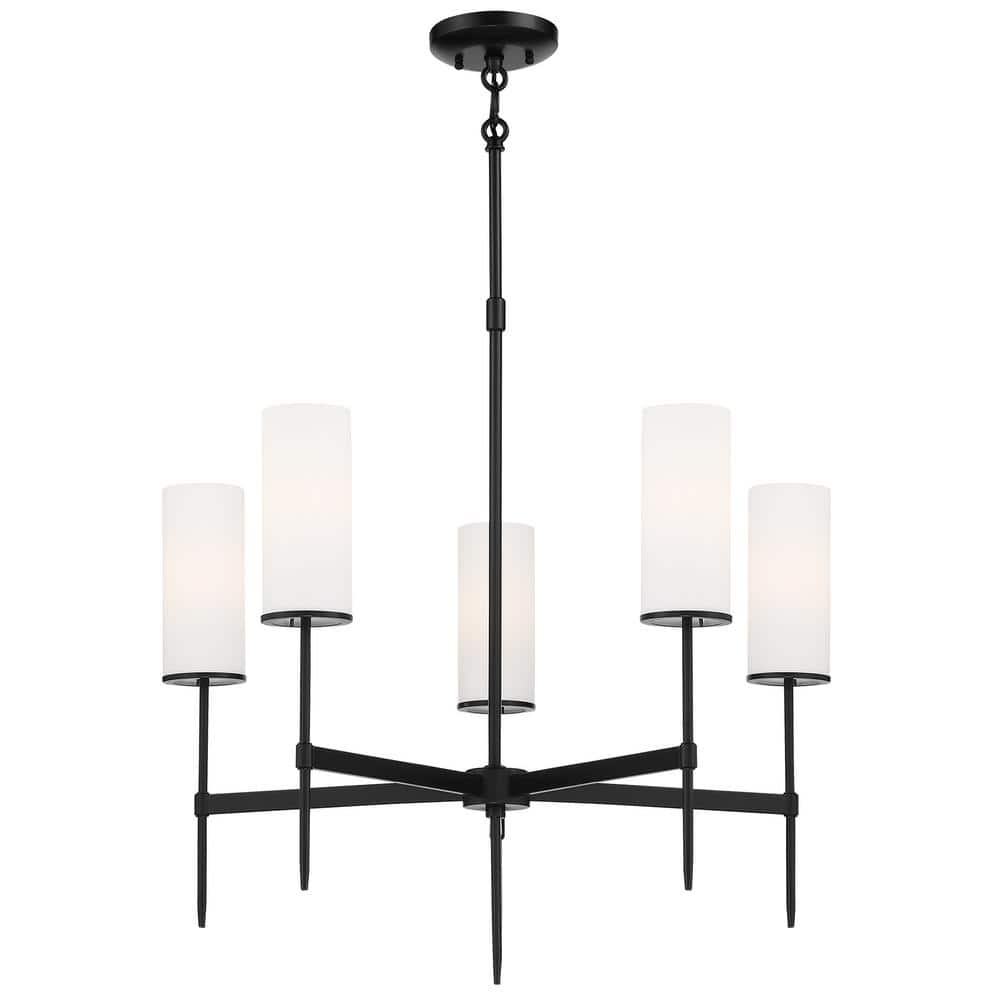 First Avenue 5-Light Black Candlestick Chandelier with Etched White Glass Shades price history on PriceWatchPro