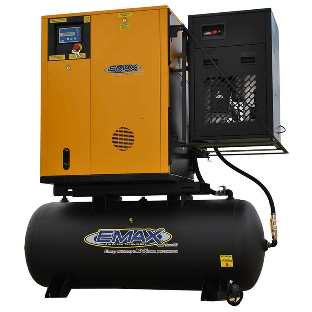 EMAX Premium Series 120 Gal. 7.5 HP 1-Phase Electric Variable Speed Rotary Screw Air Compressor with Refrigerated Dryer